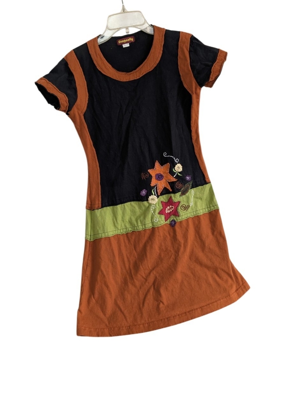 Dragonfly Whimsygoth Embroidered Patchwork Mini Dress S